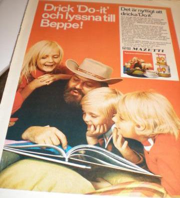 Beppe Wolger i Mazetti reklam fran 1969